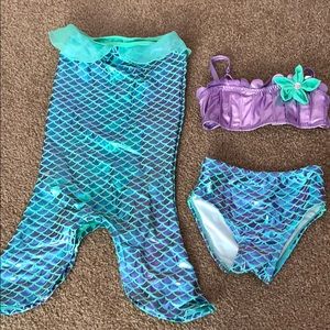 Three piece bikini set with mermaid tail